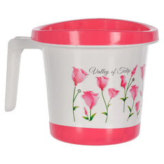 Kuber Industries Floral Print Plastic Bathroom Mug 1 Litre Pack of 2 (Blue & Pink)-46KM0177, Standard