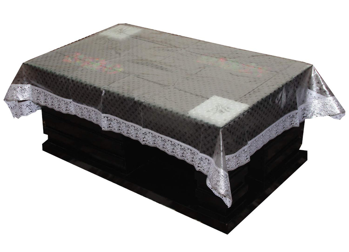 Kuber Industries 3D Design PVC 4 Seater Centre Table Cover - Silver