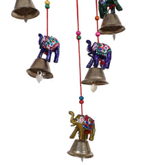 Kuber Industries Handcrafted Rajasthani Traditional Windchimes|Wooden Wall Hanging Toran,Latkan for Home Décor (Multicolor)