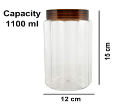 Kuber Industries Opal Plastic Airtight Pet Jar Container Set (Set of 3,1100 ml, Brown)-KUBMARTK10998