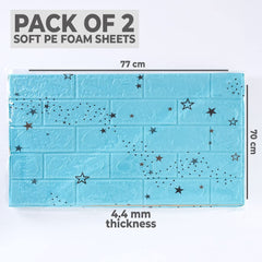 Kuber Industries Foam Brick Pattern 3D Wallpaper for Walls | Soft PE Foam| Easy to Peel, Stick & Remove DIY Wallpaper | Suitable on All Walls | Pack of 2 Sheets,70 cm X 77 cm