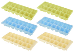Heart Home BPA Free Easy Release Ice Cube Tray/Bin/Box Set with 14 Section- Pack of 6 (Cream & Green & Blue)-HS43HEARTH25794