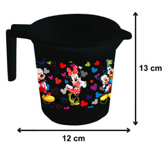 Kuber Industries Disney Team Mickey Print Unbreakable Virgin Plastic Bathroom Bucket with Mug Set|Capicity 16 LTR Bucket & 500 ML Mug (Black)