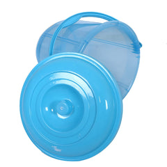 Kuber Industries Colorful Homeware Bucket| Plastic Bucket|Transparent Bucket with Lid & Handle for Bathroom,Home Use,13 Litre (Sky Blue)