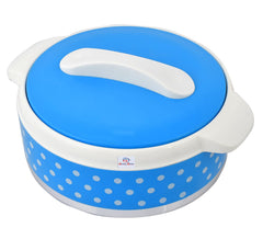 Heart Home Dot Printed Inner Steel Casserole with Lid, 1500ml (Blue)-HS42KUBMART25029