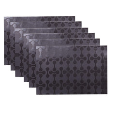 Kuber Industries Coin Design 6 Pieces PVC Dining Table Place Mats,Black-CTKTC28313