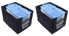 Kuber Industries 2 Piece Non Woven Shirt Stacker Wardrobe Organizer, Black