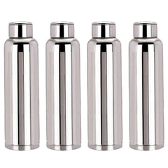 Kuber Industries CTKTC6014 Stainless Steel Water Bottle, 1000ml, 4 Pc, Silver