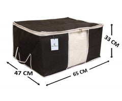 Kuber Industries Underbed Rectangular Storage Bag, Storage Organiser, Blanket Cover Set of 5 (Black)