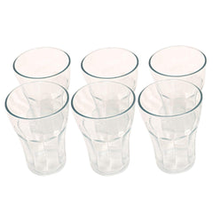 Kuber Industries Stylish Design Plastic 6 Pieces Unbreakable Drinking Water Glass Set 200 Ml (Transparent)-CTKTC14014