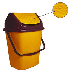 Kuber Industries 2 Pieces Delight Plastic Swing Garbage Waste Dustbin for Home, Office with Handle, 5 Liters (Yellow & Light Brown)