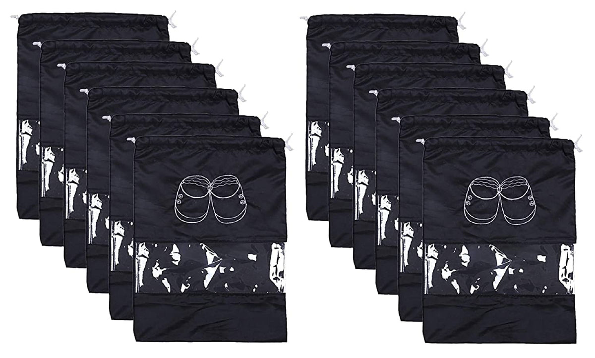 Heart Home Parachute Waterproof 12 Pieces Shoe Cover/Shoe Bag (Black)- CTHH20001