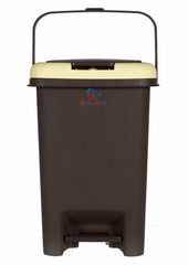 Heart Home Portable 10 Ltr Plastic Push And Pedal Dustbin With Lid & Handle Garbage Bins for Home Office (Black & Cream)