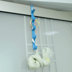 Kuber Industries 5-Level Cloth Hanger|Multipurpose Cloth & Towel Holder|Iron Spray Material|Easy Installation|Interchangeable Over The Door Towel Holder|ZT-3115(B)|Blue