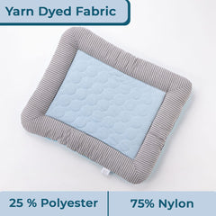 Homestic Rectangular Dog & Cat Bed|Yarn Dyed Oxford Cloth|Nylon and Polyester with Cotton Filling|Self-Cooling Bed for Dog & Cat|Small Light-Weight & Durable Dog Bed|ZQCJ005B-L|Blue