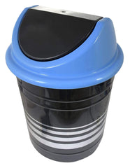 Kuber Industries Plastic Dustbin/Wastebin With Swing Lid, 10 Liter- Pack of 2 (Black & Blue)-47KM0889