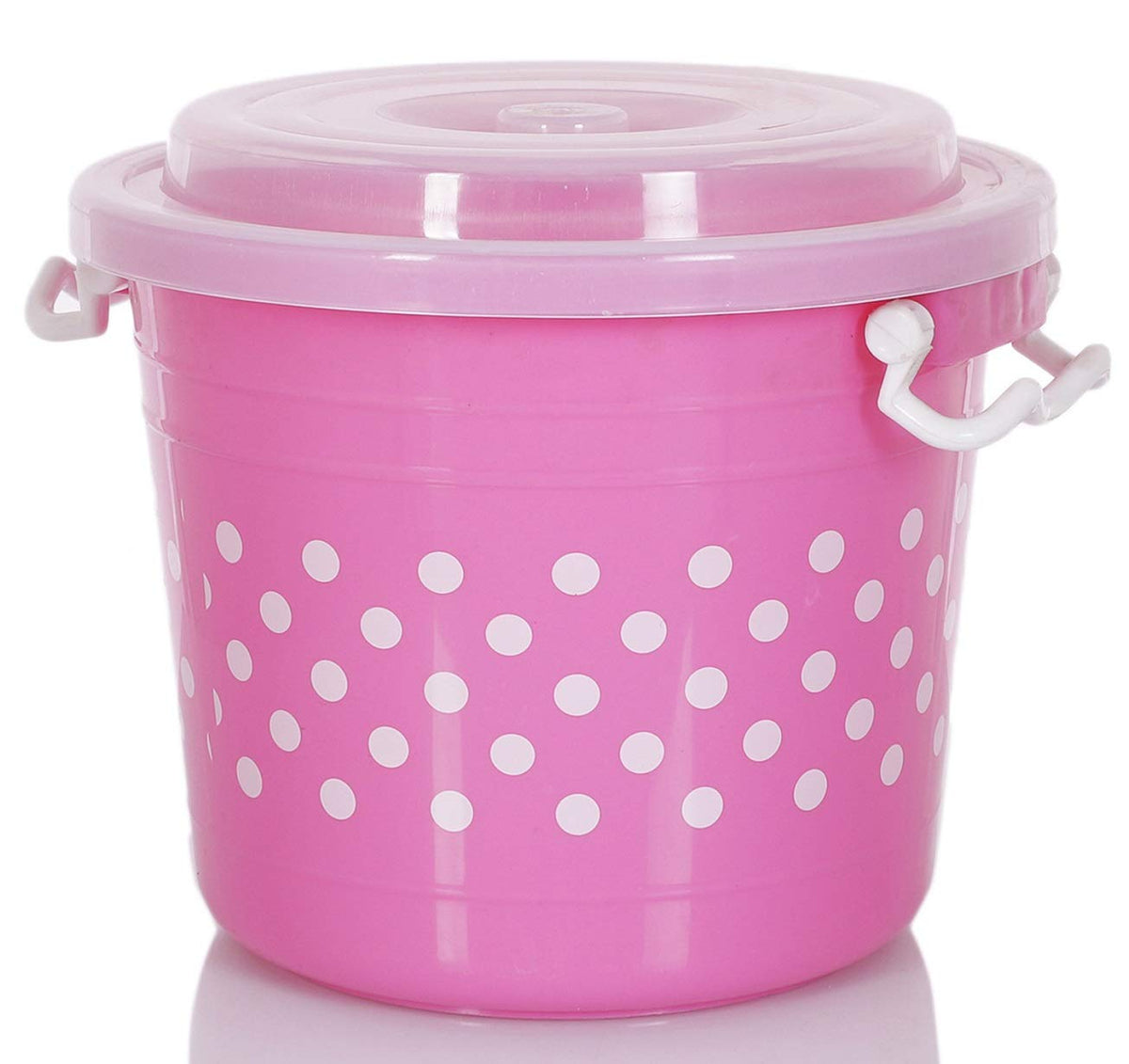 Kuber Industries Exclusive Dots Design Virgin Plastic Multipurpose Kitchen Storage Container with Side Lock-Handle,6 Ltrs (Pink) - CTGTC34765