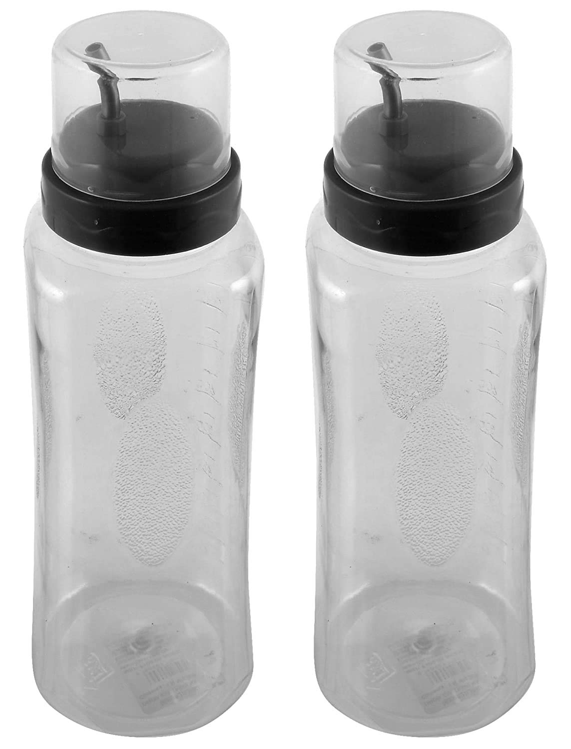 Kuber Industries 600 ML Transparent Olive Oil Dispenser, Oil Container With Stainless Steel Spout- Pack of 2 (Grey)