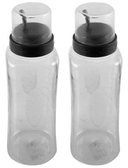 Kuber Industries 600 ML Transparent Olive Oil Dispenser, Oil Container With Stainless Steel Spout- Pack of 2 (Grey)