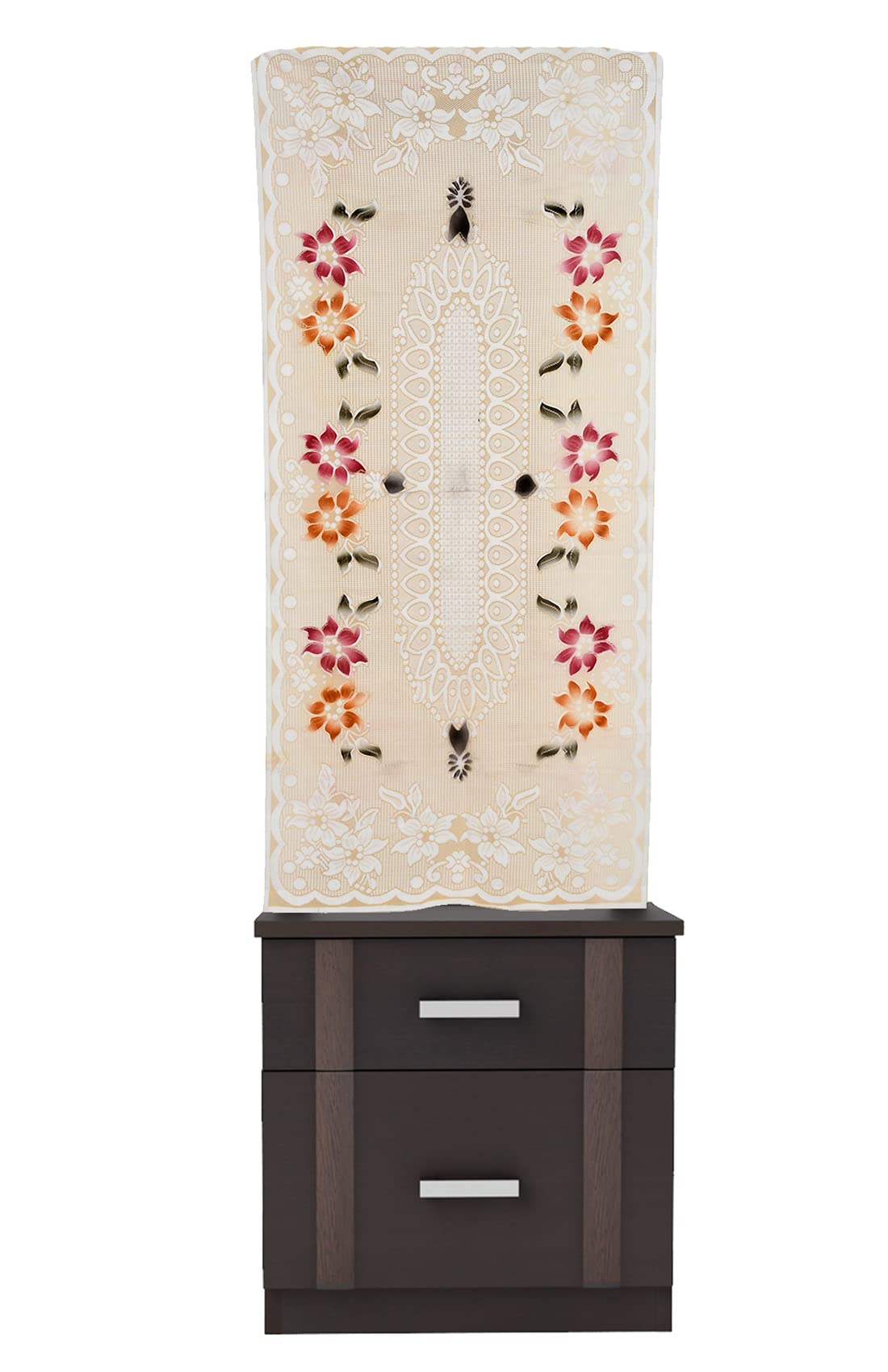 Heart Home Flower Design Dressing Mirror Cover (White & Orange)-44HH0183