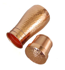 Kuber Industries Hammered Copper Bedroom Jar|Bedside Water Bottle with Inbuilt Glass, 1100 ml (Gold)
