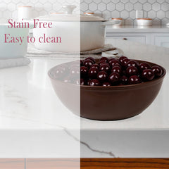 Kuber Industries Bowls|Plastic Dishwasher Safe Bowl|Serving Bowls|Bowls for Kitchen|Microwave Safe Bowls for Salad|Soup|Pasta|1000 ML|Pack of 9 (Brown)