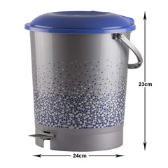 Kuber Industries Printed Plastic Pedal Dustbin For Home, Kitchen, Office, Bathroom With Handle, 7 Litre (Grey)-47KM0744