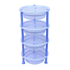 Kuber industries Plastic 2 Pieces 4 Layer Multi-Purpose Kitchen Storage Basket Rack (Blue)-CTKTC25201