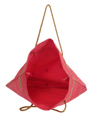 Kuber Industries Polyester Dot Design Foldable Potli|Shopping|Gifting, Hand Bag With Handle Pack of 3 (Pink)
