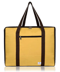 Heart Home Lightweight Foldable Multipurpose Storage bag, Cloth Organiser, Travel Bag With Zippered Closure And Handle (Yellow & Brown)-HS43HEARTH26652