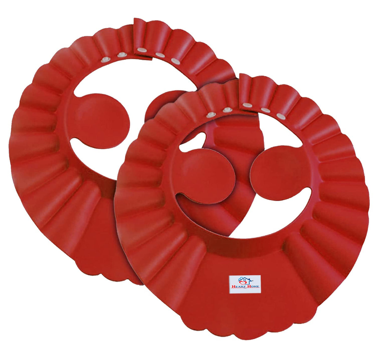Heart Home Rubber Kids Adjustable Shower Cap For Wash Hair Pack of 2 (Maroon)