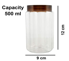 Kuber Industries Opal Plastic Airtight Pet Jar Container Set (Set of 6, 500 ml, Brown)-KUBMART10968