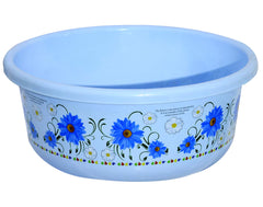 Kuber Industries Floral Print Bathroom Bathing Set of 3 Piece with Plastic 18 LTR Bucket, 1 LTR Mug, 40 LTR Bath Tub (Blue)-KUBMART1274