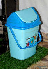 Kuber Industries Pluto Plastic Swing Printed Garbage Waste Dustbin for Home, Office with Handle, 5 Liters (Blue)-KUBMART3088