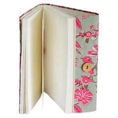 Heart Home Floral Print Handicraft Notebook/Diary with Lock System for Home, Traveling, Office (Green) 52HH4019