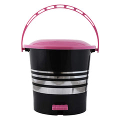 Kuber Industries Pedal Dustbin|Plastic Pedal Dustbin|Kitchen Waste Paper Bin|Dustbin For Bedroom|Pink Lid 5 Liter Dustbin|Pack of 3 (Black)