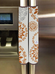 Heart Home PVC Fridge/Refrigerator Handle Cover,Set of 2,Rangoli,White (Model: HS_37_HEARTH020147)