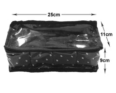 Heart Home Multiuses PVC Laminate Dot Print 4 Case Watch Organizer/Bracelet Organizer For Watches, Bracelet (Black) 52HH4123