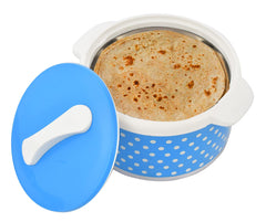 Heart Home Dot Printed BPA Free Food Grade Inner Stainless Steel Casserole Keeps Chapati, Food, Curry with Lid, 2500ml- Pack of 2 (Blue)-HS42KUBMART25048