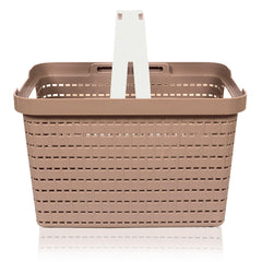 Kuber Industries Basket | Plastic Fruits Storage Basket | Picnic Storage Basket | Kitchen Storage Basket | Stationery Storage Basket | FLORA-333 | Pack of 2 | Coffee & Gray