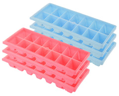 Heart Home BPA Free Easy Release Ice Cube Tray/Bin/Box Set with 14 Section- Pack of 6 (Blue & Pink)-HS43HEARTH25792
