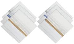 Kuber Industries Lining Design Men's Handkerchiefs|100% Pure Cotton & Pocket Square Hankies|Classic Plaid Pattern Perfect for Gift, Set of 6 (White)
