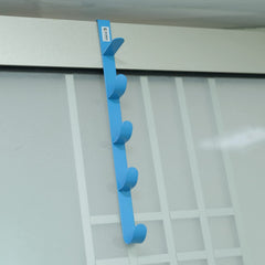Kuber Industries 5-Level Cloth Hanger|Multipurpose Cloth & Towel Holder|Iron Spray Material|Easy Installation|Interchangeable Over The Door Towel Holder|ZT-3115(B)|Blue