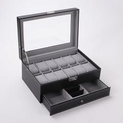 Kuber Industries Double Layer 12 Slots Watch And Jewellery Organizer (Black)
