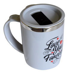 Kuber Industries Double Wall Vacuum Insulated Food Grade BPA Free Plastic Coffee Mug with Lid, Pack of 2 (Grey & Coffee)