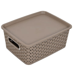 Heart Home Plastic 3 Pieces Small Size Multipurpose Solitaire Storage Basket with Lid (Multi)- CTHH22034