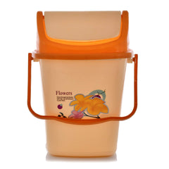 Kuber Industries Pluto Plastic Swing Printed Garbage Waste Dustbin for Home, Office with Handle, 5 Liters (Cream)-KUBMART3079