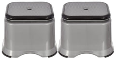 Kuber Industries Ultra 10 Multiuses Portable, Lightweight, Strong, Plastic Bathroom/Step/Sitting Stool, Patla- Pack of 2 (Grey)-46KM0147, Standard