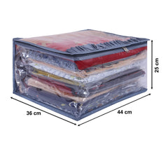 Heart Home Satin Water Resistant & Foldable Saree Cover|Clothes Organizer for Home & Travel Top Transparent With Zipper,17 x 9 Inch,(Gray)