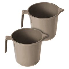Kuber Industries Plastic Lightweight, Unbreakable Bathroom Mug 1.5 Litre (Light Brown, Pack of 2)